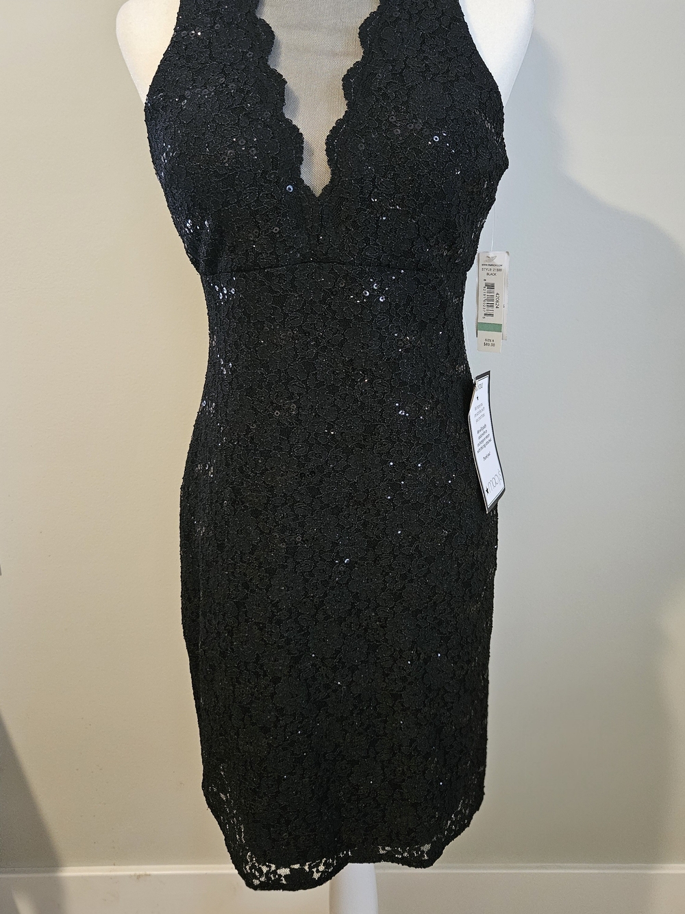 Night Way Collections Black Lace Sequin Midi Dress